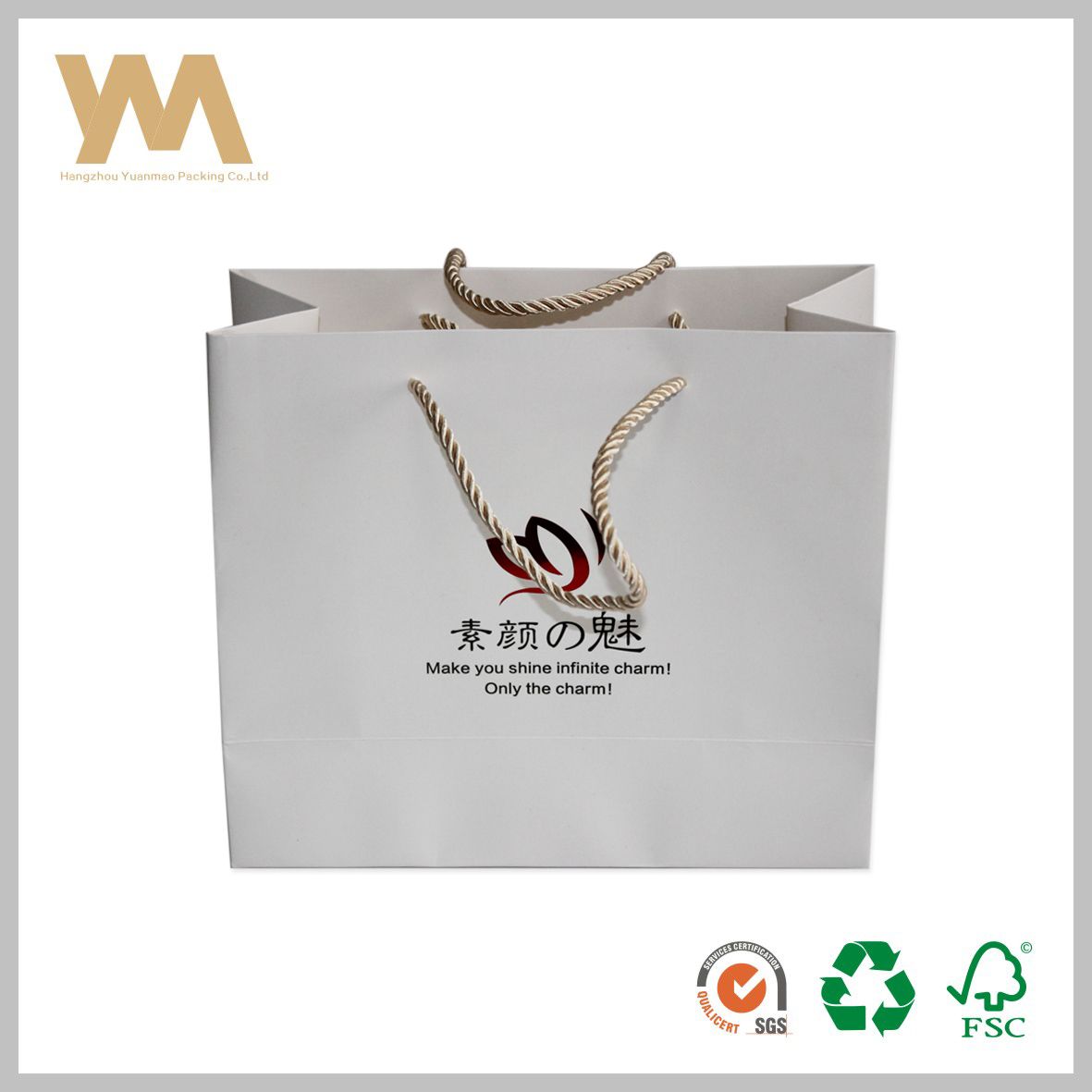Custom White Shopping Paper Bag with String Hand