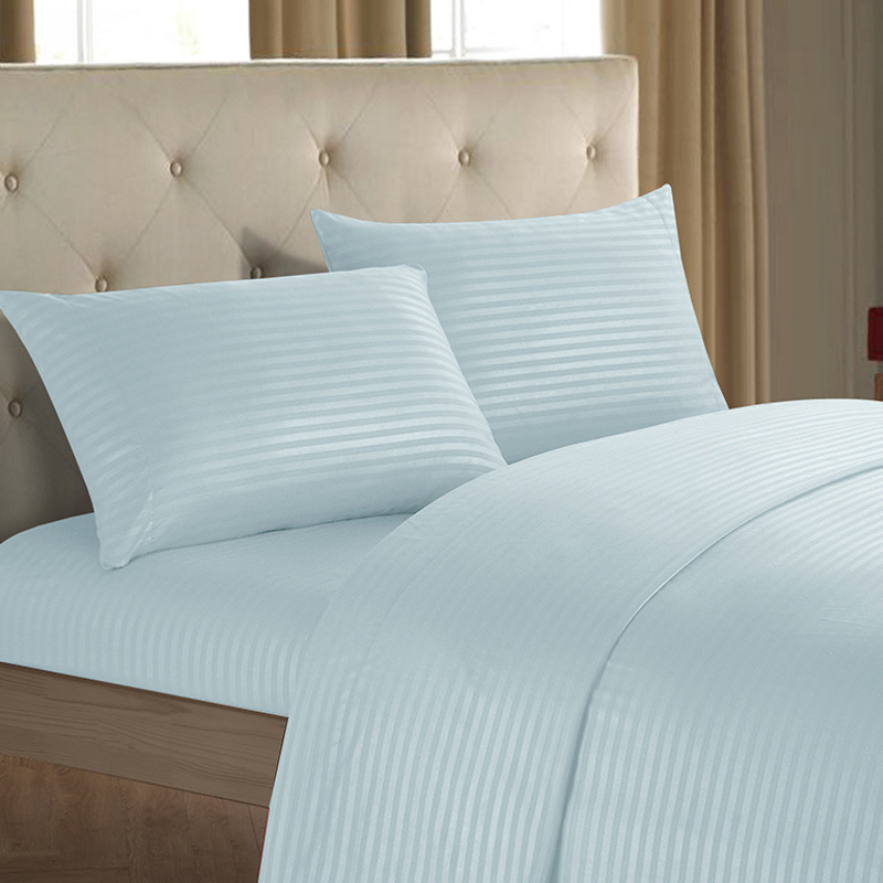 1500 Thread Count Deep Pocket Stripe Microfiber Fabric Bed Sheet Set