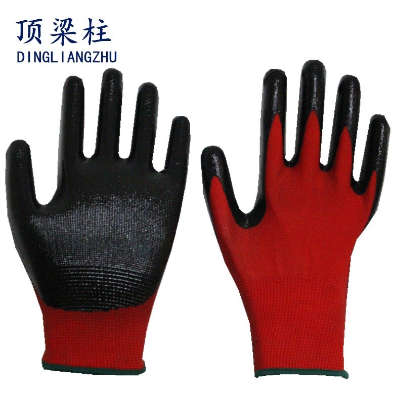 13G Polyester Shell Nitrile Coated Safety Gloves with Ce