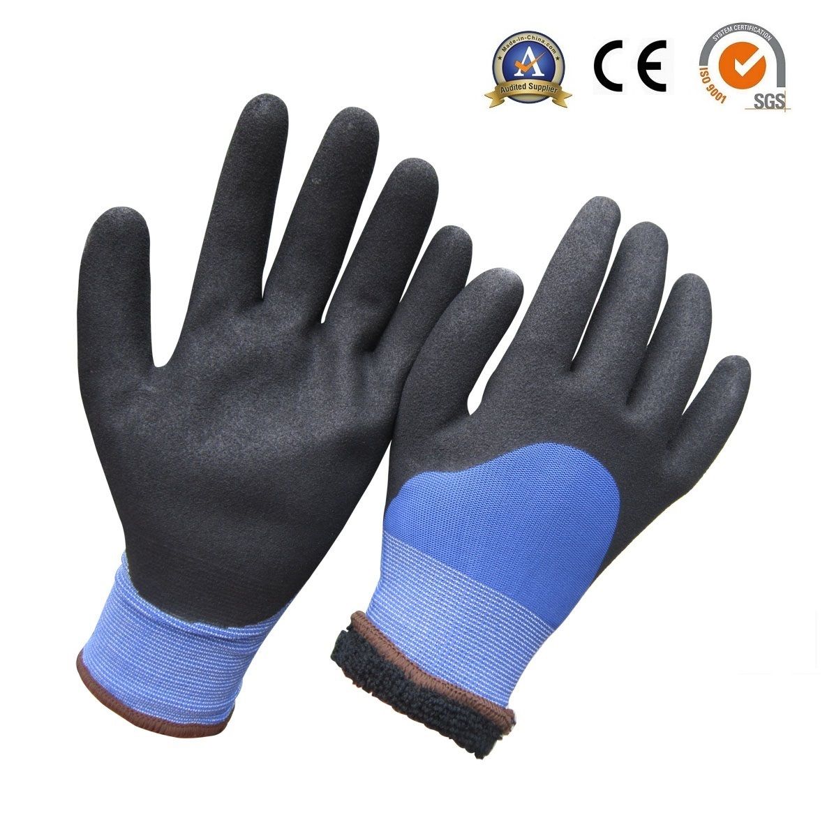 Insulated Double Liner Coated Sandy Nitrile Soft Winter Work Glove