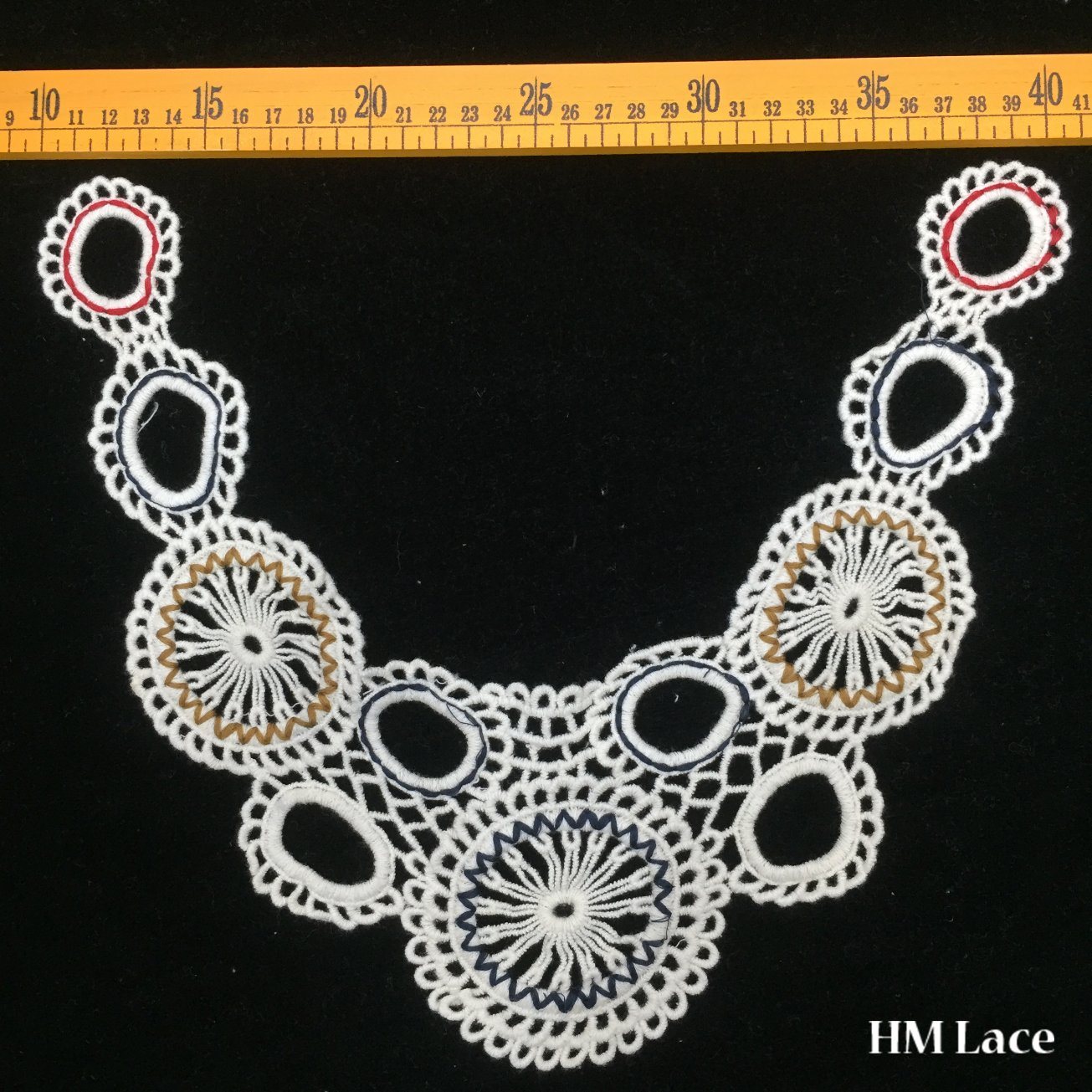 31*27cm Muiti Color Floral Cotton Crochet Collar Lace Trim Neckline Woven Embroidery Trimming with Circle Fringe for Lady Garment Accessories Hm206
