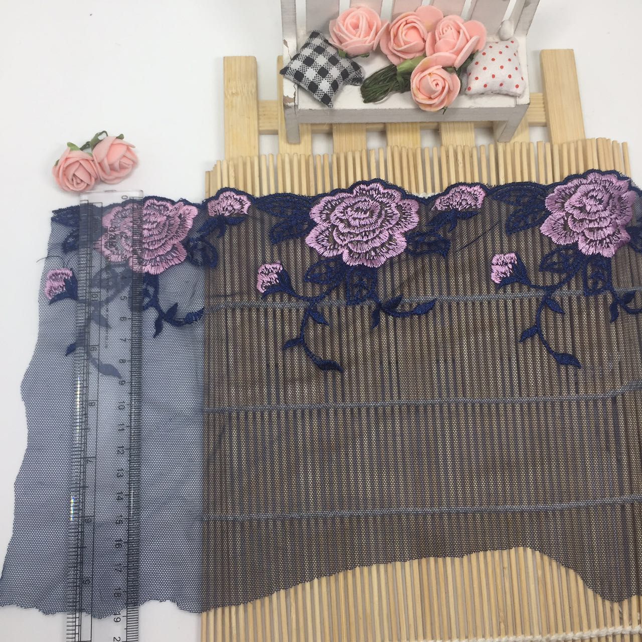 Factory Stock Wholesale 20cm Width Embroidery Elastic Organza Lace Fancy Net Mesh Lace for Couture & Home Textiles & Curtains Accessory