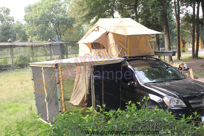 Car Side Awning with Mesh Room