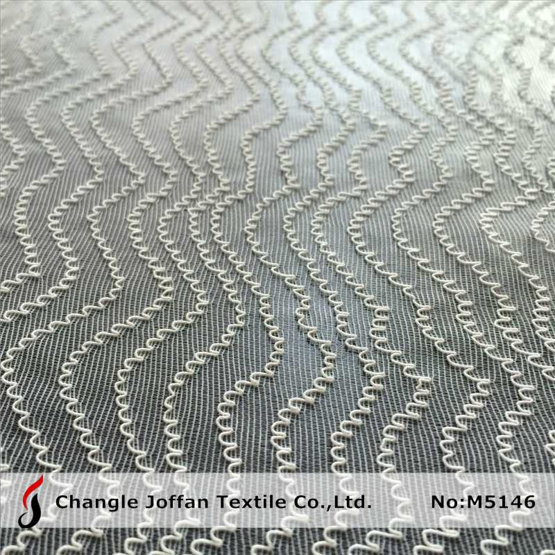 Jacquard Net Ivory Cord Lace Fabric (M5146)