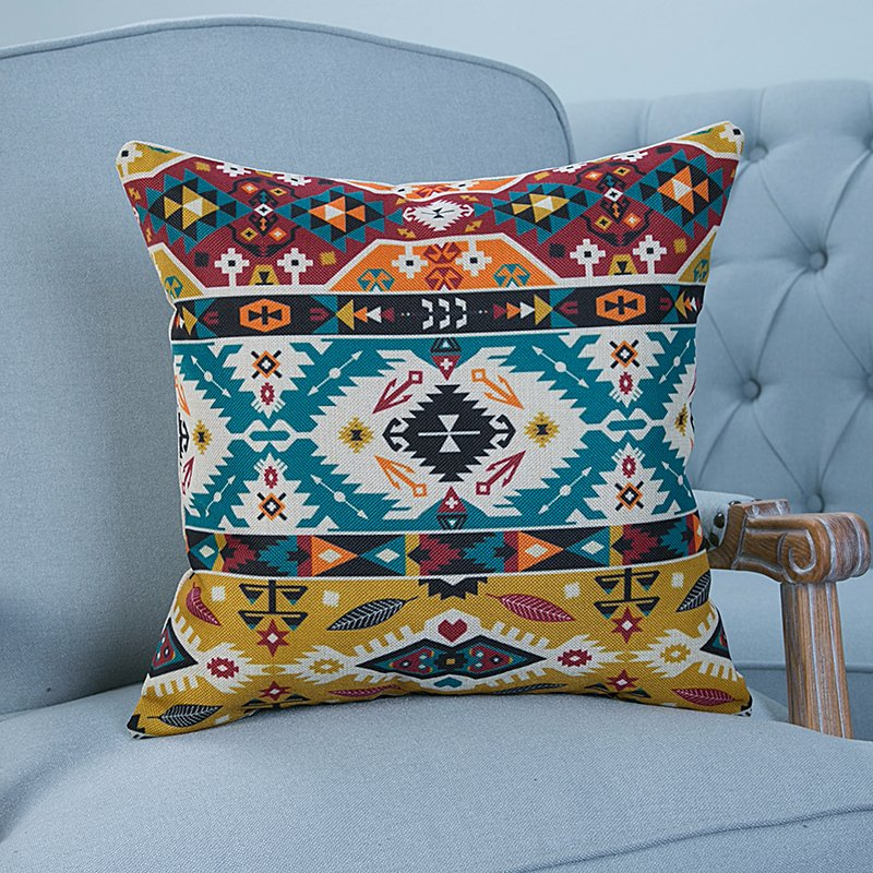 Digital Print Decorative Cushion/Pillow with Ikat Geometric Pattern (MX-05D/E/F/G/H/I)