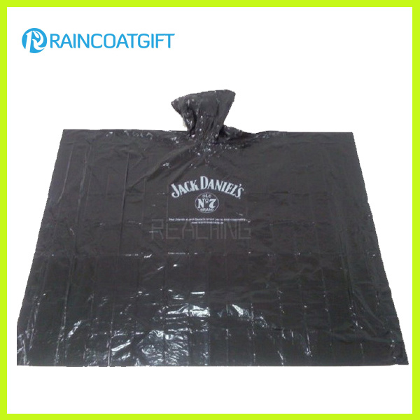 Black Disposable PE Rain Poncho Cape Rvc-115