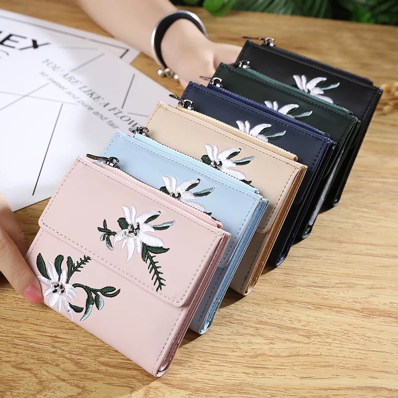 Custom Embroidery Wallet Ladies Card Holder Wallet for Women