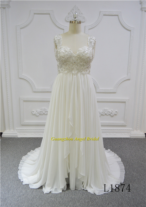 Plus Size Heavy Beading New Design Chiffon Wedding Dresses Bridal