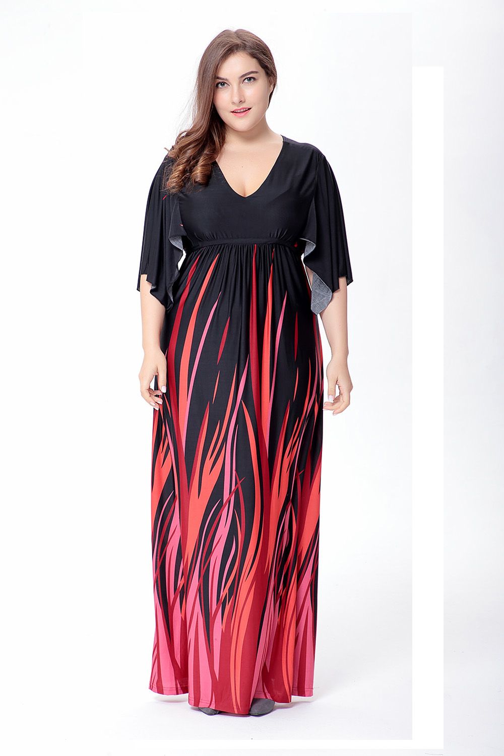 Women Printing Dress Long Skirt Sling Evening Dress Large Size