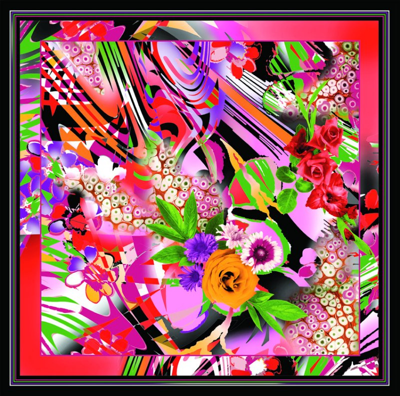 Digital Print Custom Fashion Silk Scarf (F13-0066)