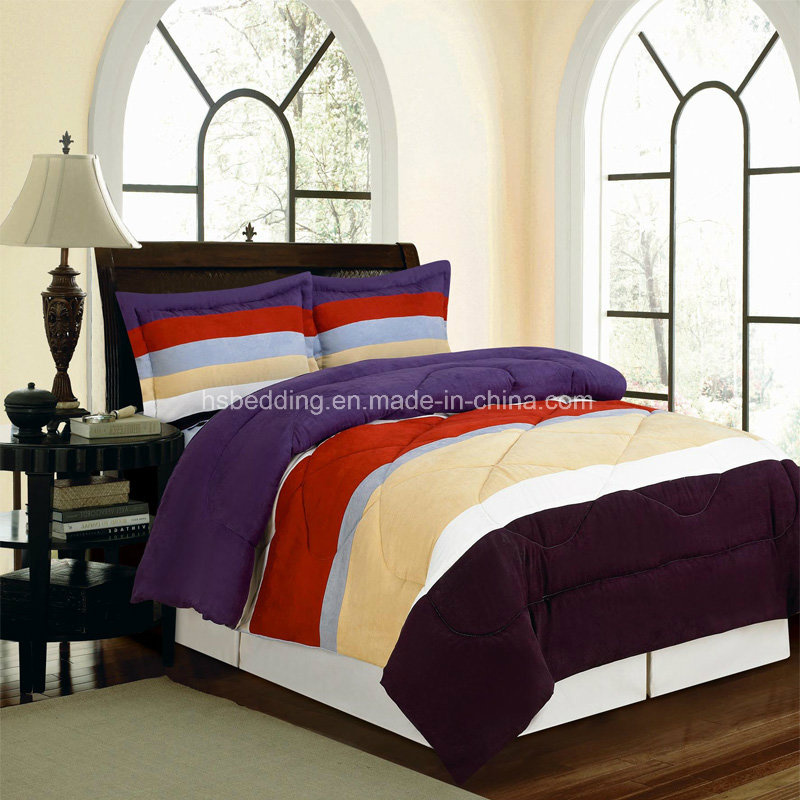Nice Rainbow Color Micro Suede Wedding Patchwork Quilt/Bedding Set