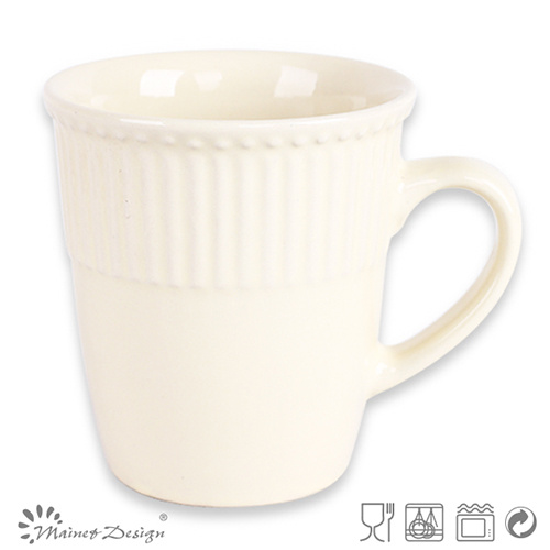 Ceramic Stoneware Embossed Cream Color Mug