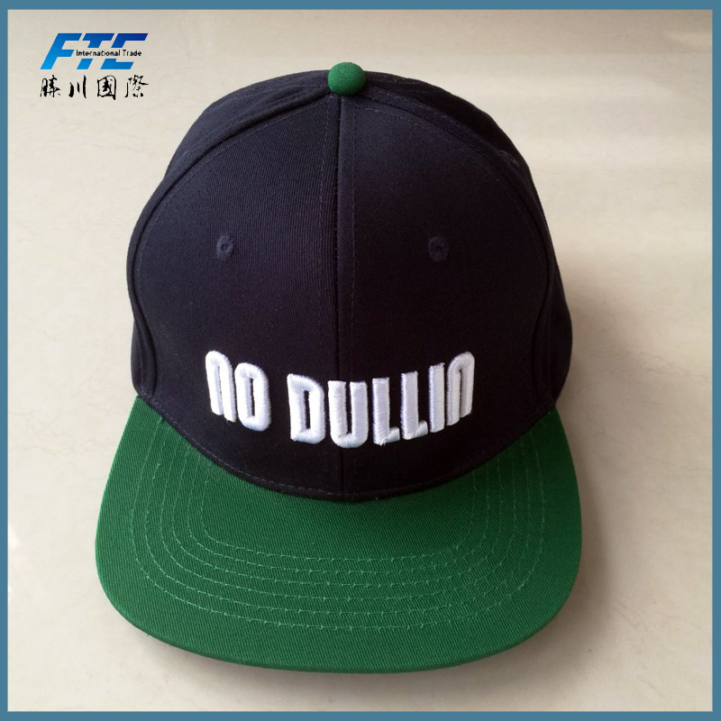 Custom 3D Embrodiery Logo Snapback Cap Flat Brim Snapback Hat