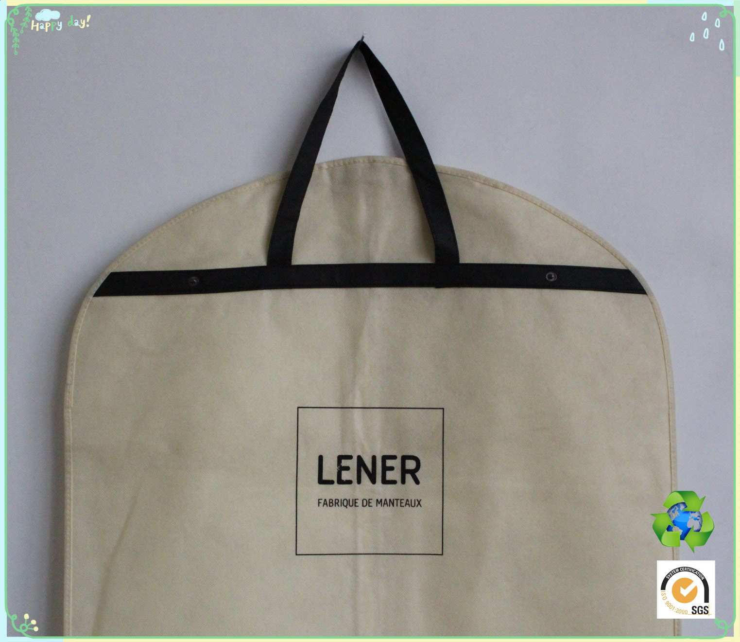 Custom Folding Non Woven Suit Packaging Bag Eco Non Woven Zipper Seal Dust Proof Clothing Bag