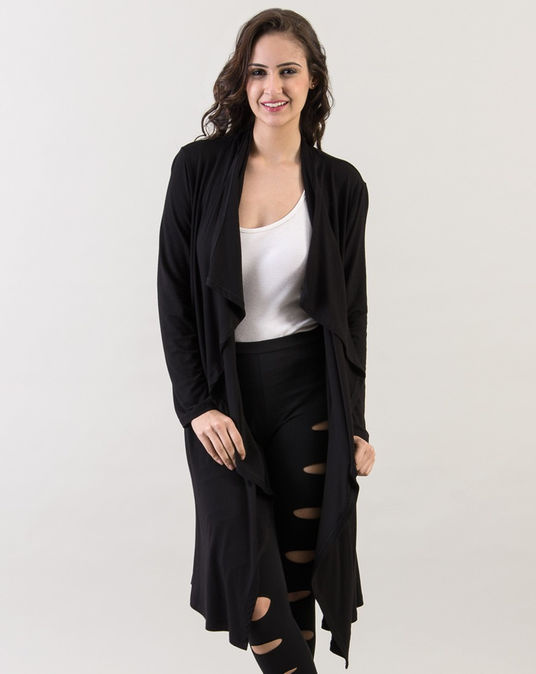 2017 Customized Women Black Ruffle Cardigans Wholesale with Your Own Designs