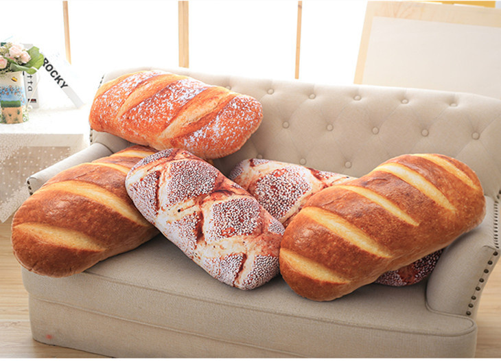 Creative 3D Simulation Bread Pillow Office Back Lumbar Plush Cushion