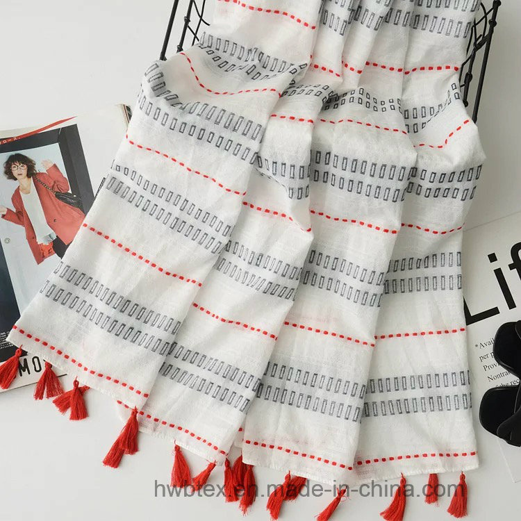 Cheap Hot Selling Thin Polyester Printed Beach Scarf (HWM07)