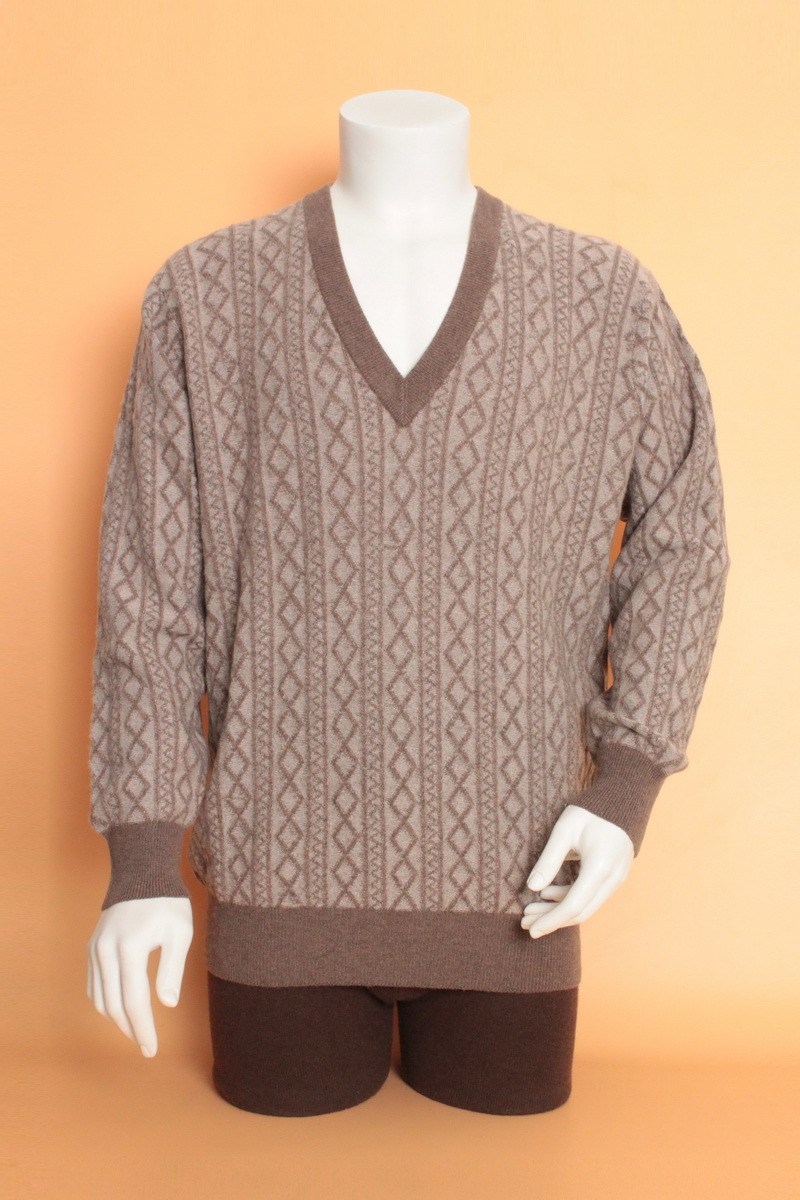 Yak Wool/Cashmere V Neck Pullover Long Sleeve Sweater/Clothing/Knitwear/Garment