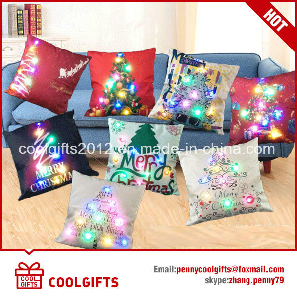 New Design Multi-Colors Christmas Gift LED Lights Decorative Throw Pillow