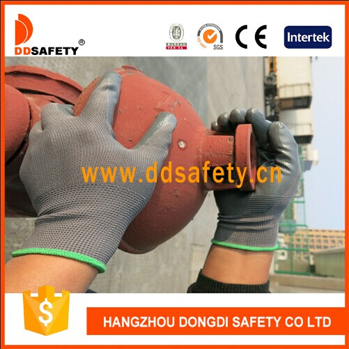 Ddsafety 2017 13 Gauge Nylon Polyester Shell Grey Nitrile Coated Working Glove