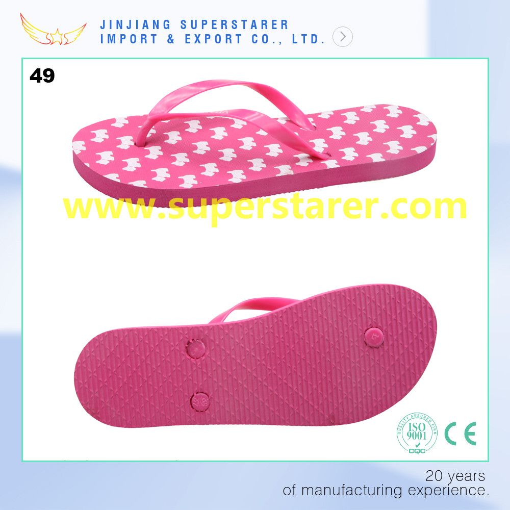 PE Flip Flops with PVC Strap, Pink Girl Lovely Flip Flops