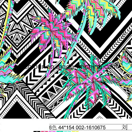 Coco Tree Printing Fabric 80%Nylon 20%Spandex for Sportswear Fabric