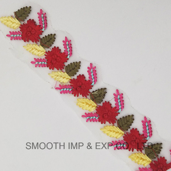 2018 Fashion 3D Flower Embroidery Colours Fabric Textile Lace Trim