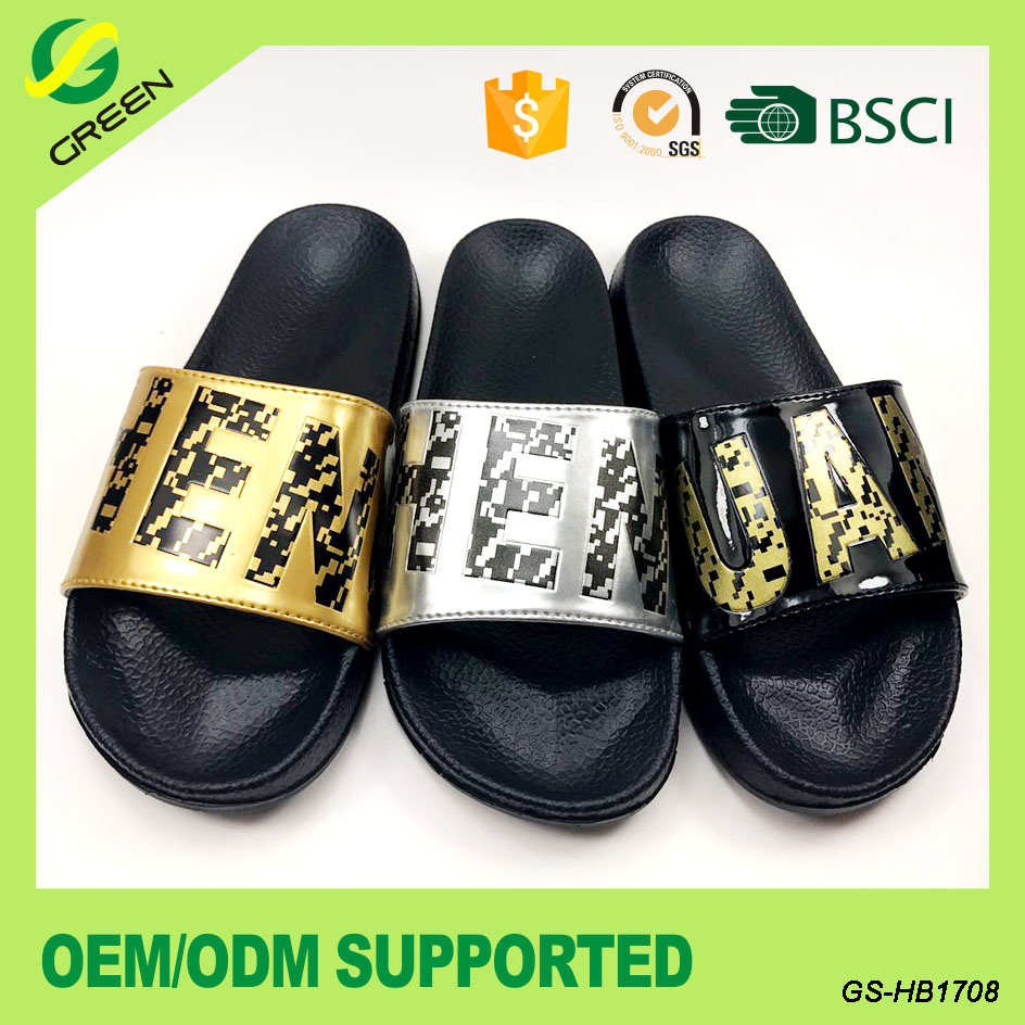 Luminous Upper Shiny Glitter Material Slide Slipper
