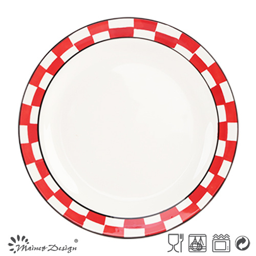 27cm Ceramic Dinner Plate with Checked Decal Design