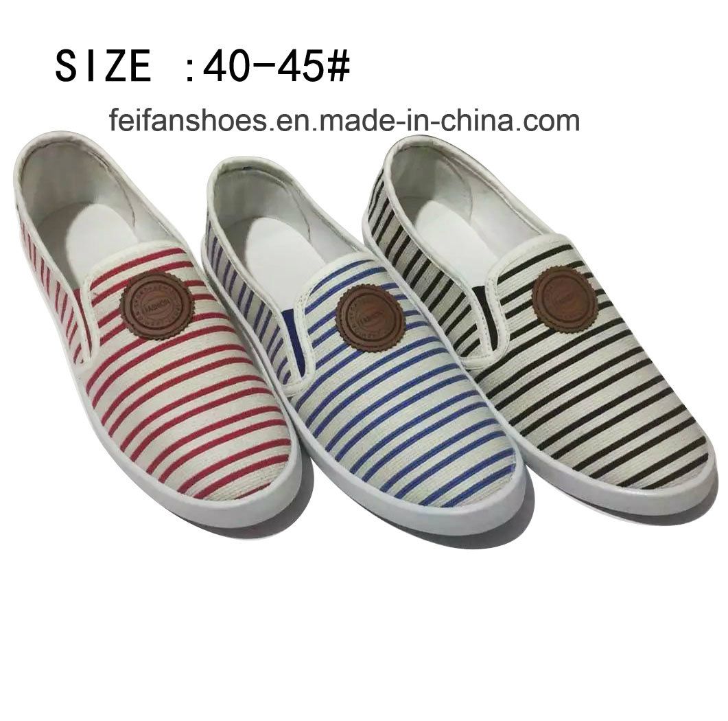 Latest Low Price Popular Men's Slip on Stripe Canvas Shoes