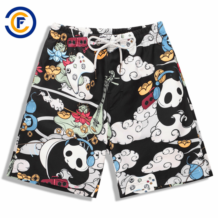 Oeko-Tex Full Waist Polyester Patterned Men Board Short Swimwear