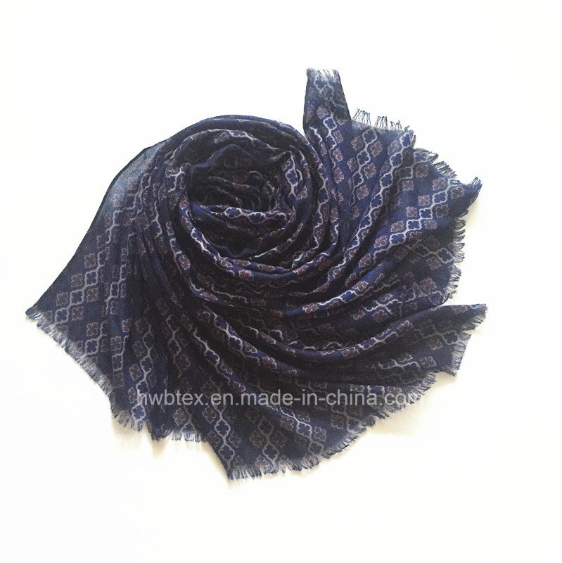 Dark Color Geometic Customized Polyester Long Scarf (HWBPS451)