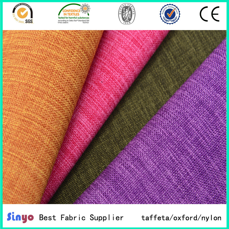 PU Coated Leather Jacquard Imitation Linen Sofa Fabric with Cationic Yarn