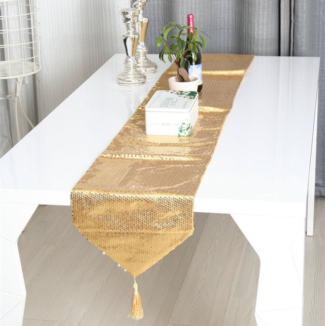Sequin Embroidery Table Runner Embroidery Decorative Table Flag (JTR-33)