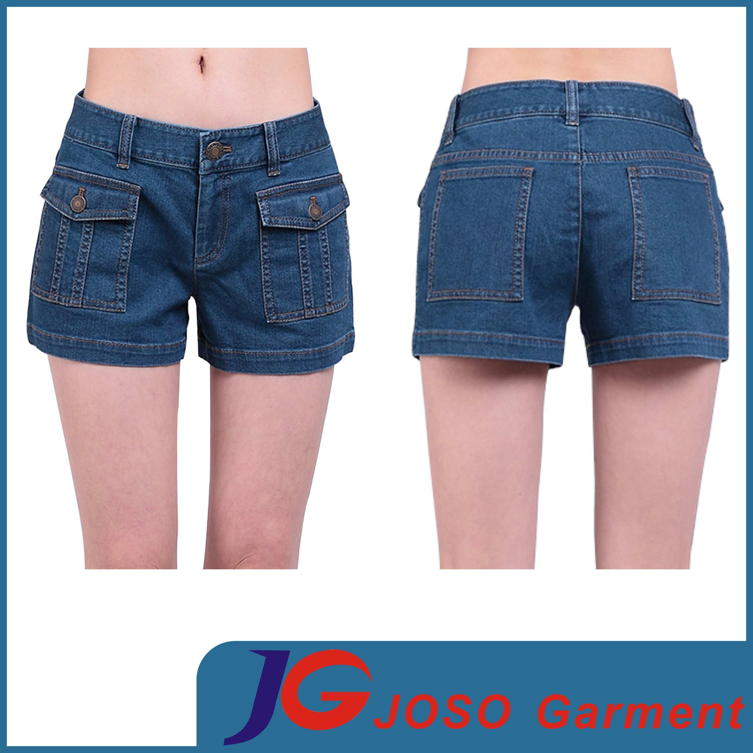 Women Denim Two Front Pockets Cargo Shorts (JC6083)