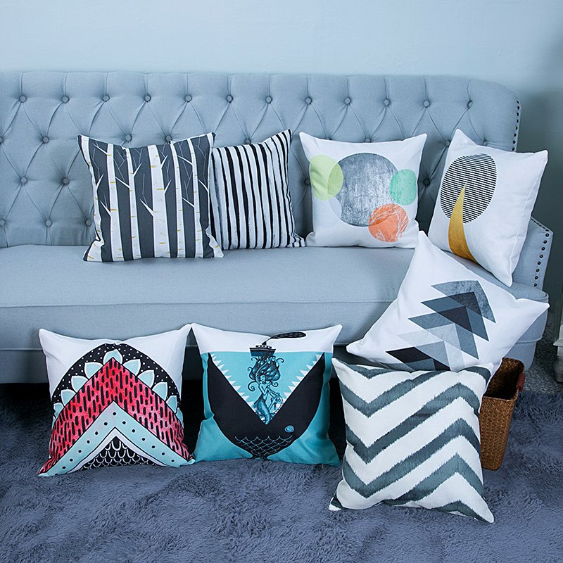 Digital Print Decorative Cushion/Pillow with Geometric Pattern (MX-37)