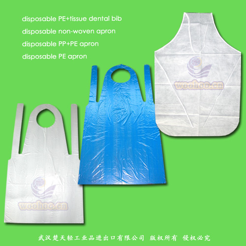 Waterproof Medical/Hospital/PP+PE/PP/SMS/Polypropene Nonwoven/Plastic/Polyethylene/Poly/HDPE/LDPE/PVC Disposable PE Apron, Disposable PE+Tissue Paper Dental Bib