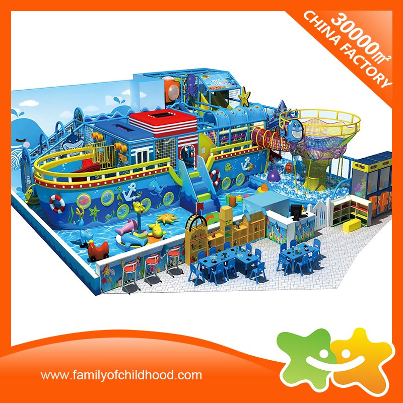 Customized Commercial Children Indoor Playground Big Slides Ocean Playground