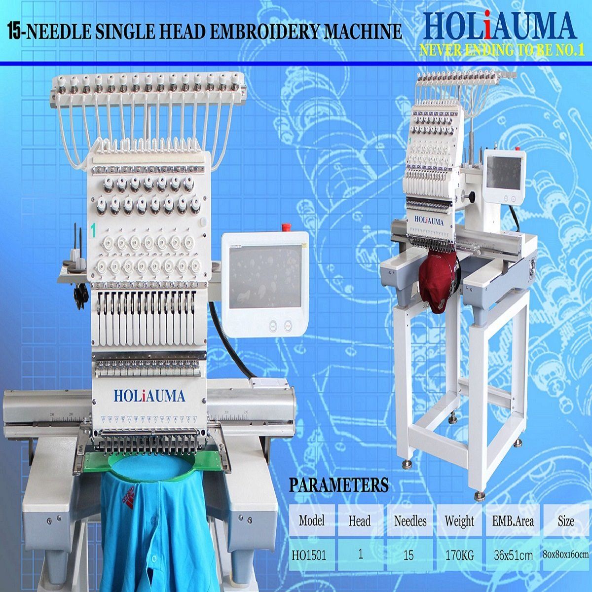 Holiauma Computerized High Speed Embroidery Machine Single Head for Cap