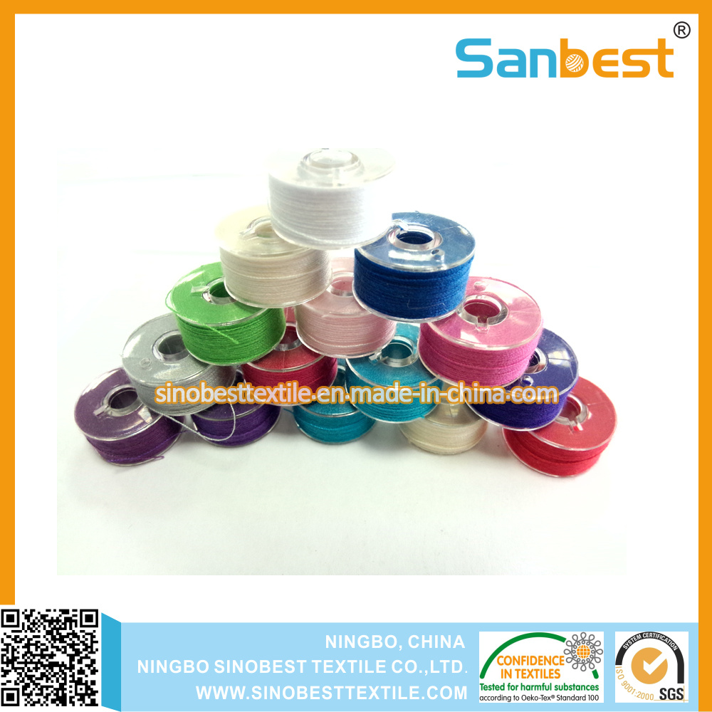 Chinese Factory Pre-Wound Bobbins Thread with Plastic Sided
