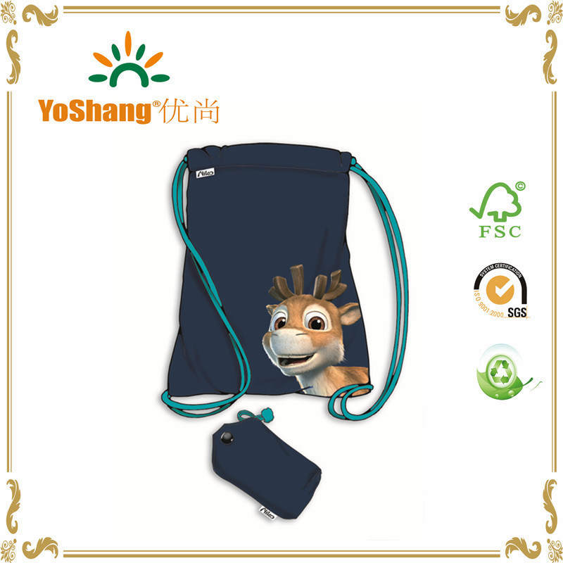 Eco-Friendly Heat Transfer Printing Sports Traval Backpack Drawstring Tote Shopping Nylon Bag