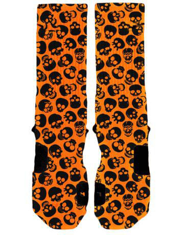 Cool Orange Skull Fashion Man Elite Sock
