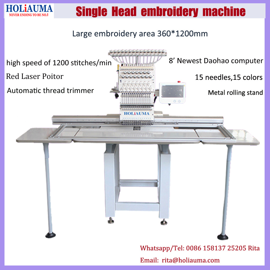 Holiauma 1 Head Cap and T-Shirt Type Flat Computerized Embroidery Machine Price China for Single Head