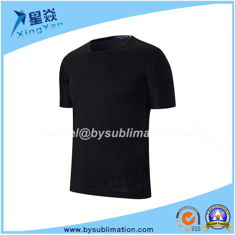 Quick Dry Sublimation Black Round Neck Tshirt