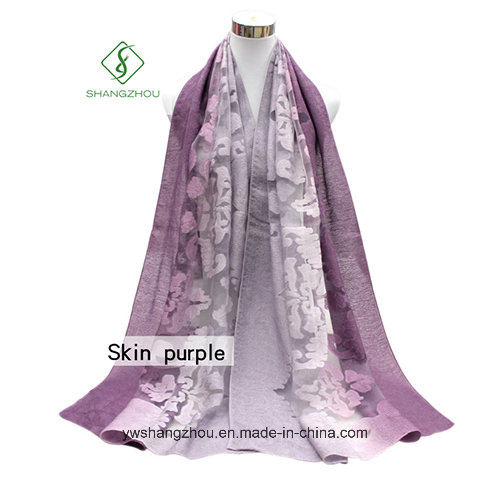 2017 Newest Multicolor Lady Fashion Silk Scarf with Cutting Flower