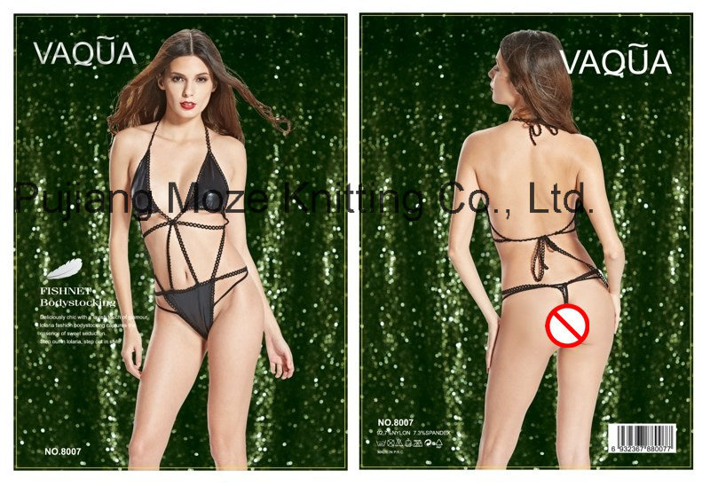 Ladies Halter Neck Sexy PU Three-Point Sm Teddy 8007