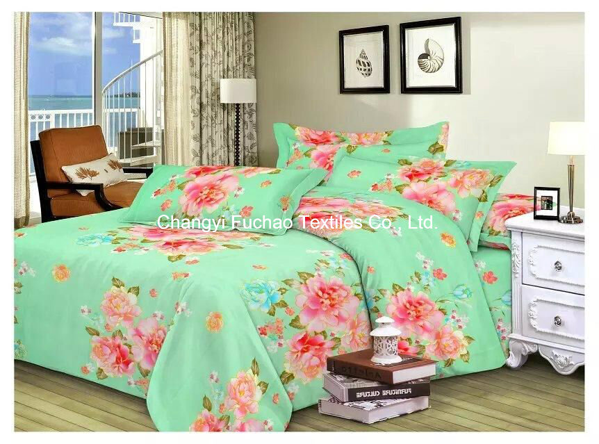 Poly/Cotton Printed Twin Fitted Bedspread Patchwork Bedding Set T/C65/35