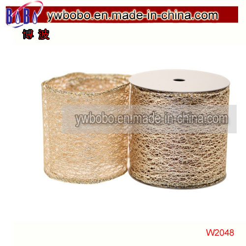 Gold Metallic Webbing Ribbon Best Wedding Christmas Ornament (W2048)