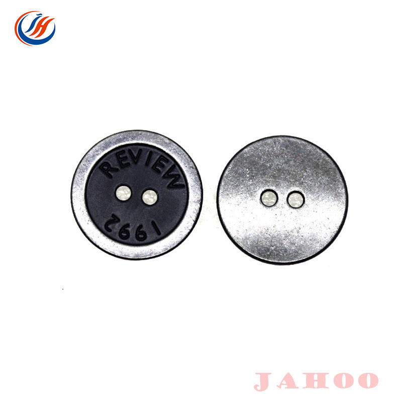 fashion Custom Hanging Anqitue Color Two Holes Metal Zinc Alloy Sewing Button