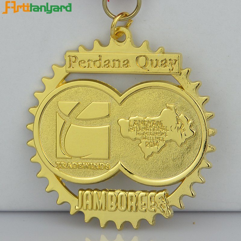 Plated Gold Metal Sports Aword Medals with Ribbon